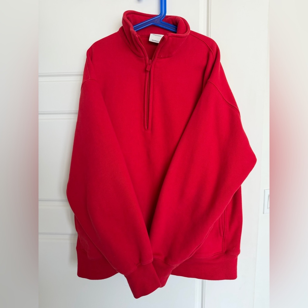 Aritzia Red Sweatfleece Boyfriend-Fit Sweatshirt